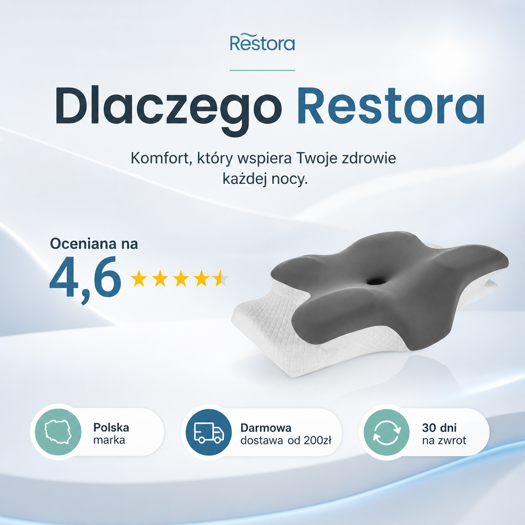 Restora – Ortopedyczna poduszka z pianki pamięciowej · Ergonomiczne podparcie karku