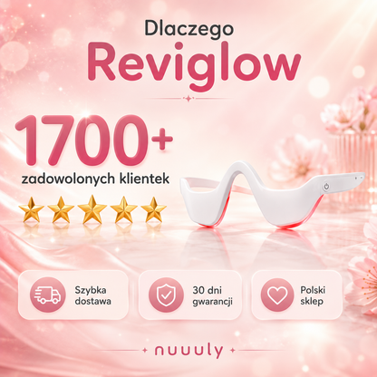 Reviglow – Masażer pod oczy z czerwonym światłem i EMS · 10 minut spa dla spojrzenia